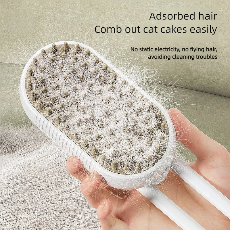 3-in-1 Pet Steam Brush | Cleaning, Hair Removal & Massage Comb for Cats & Dogs