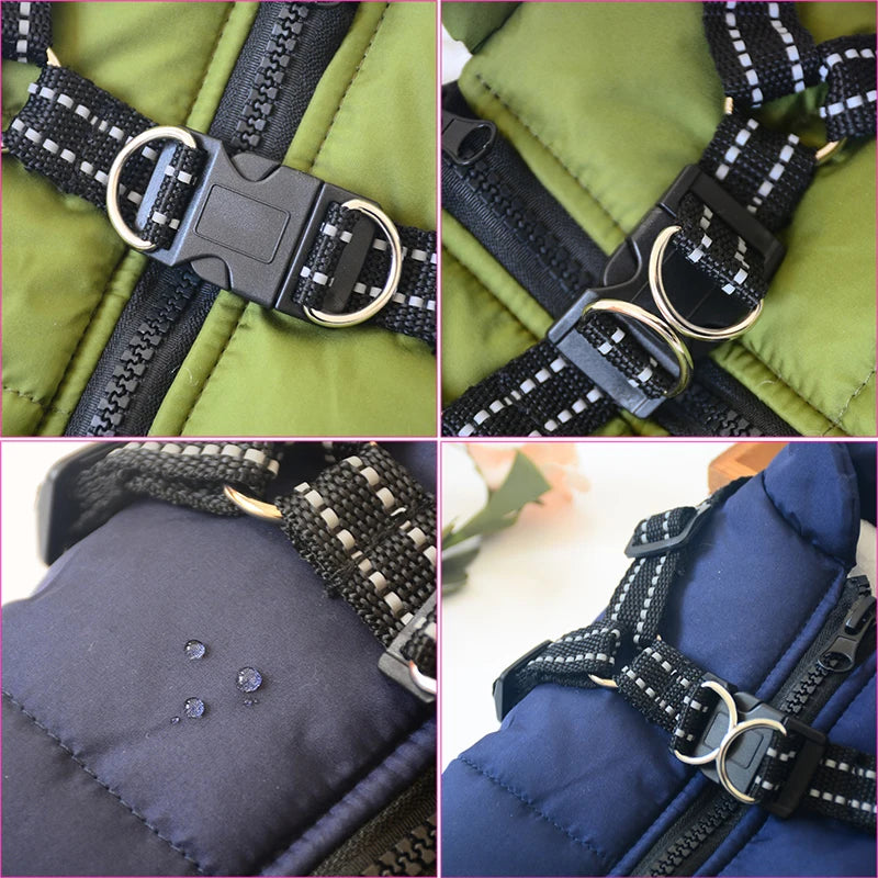 Cute & Cozy Waterproof Large Dog Jacket with Built-In Harness